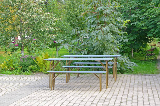 istock Wooden bench in the garden 1034913796