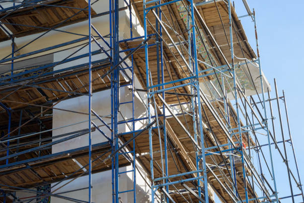 istock Scaffolding Elements Construction. Metal scaffolding tubes and bars. Construction site details. 1034940562