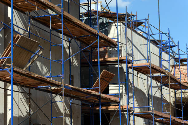 istock Scaffolding Elements Construction. Metal scaffolding tubes and bars. Construction site details. 1034941060