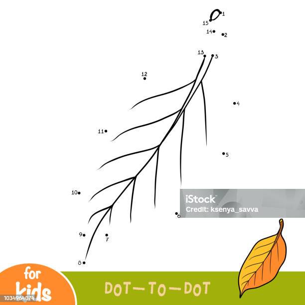 Numbers Game Dot To Dot Game For Children Pear Tree Leaf Stock Illustration - Download Image Now