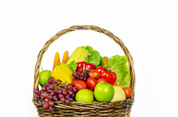 istock vegetables and fruits in wicker basket 1034964408
