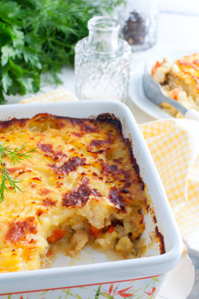 istock Casserole stuffed with vegetables and fish with a 