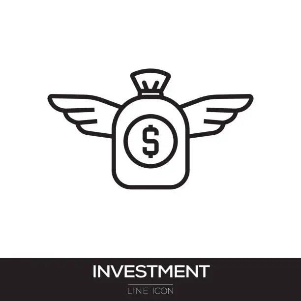 Vector illustration of INVESTMENT CONCEPT-MONEY WITH WINGS