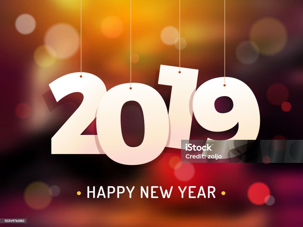 Feliz Ano Novo 2019 - Vetor de Noite de Réveillon royalty-free