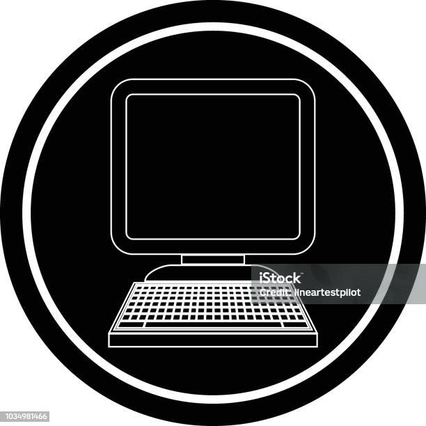 Computer. Sign Circle Computer Circular Symbol Stock Illustration - Download Image Now ...