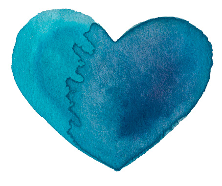 Watercolor Heart Symbol - Blue