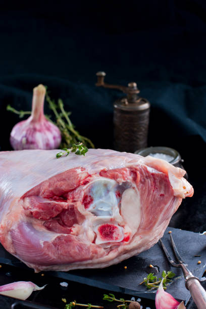 istock Fresh raw turkey meat on a dark background, selective focus 1034987348