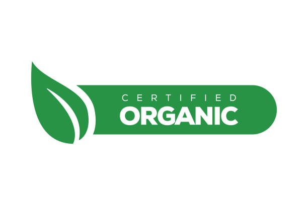 ilustrações de stock, clip art, desenhos animados e ícones de organic products banner - leaf logo