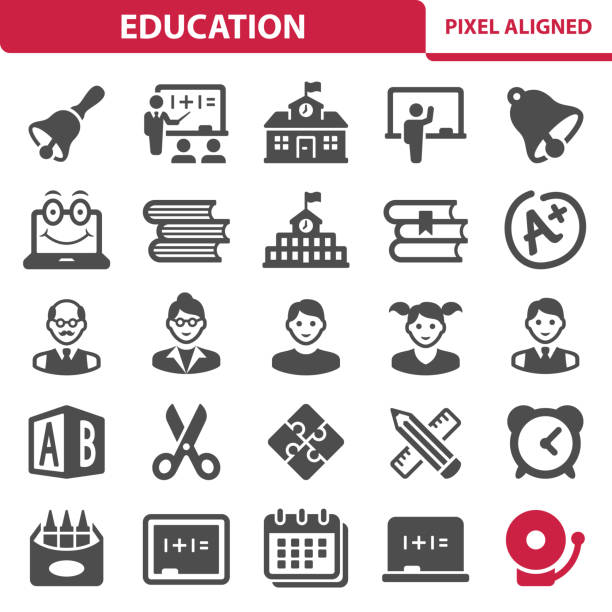 ilustraciones, imágenes clip art, dibujos animados e iconos de stock de iconos de la educación - professor