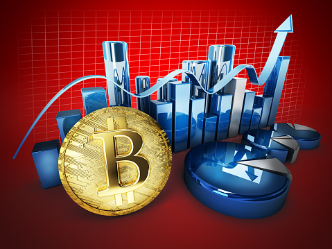 bitcoin currency crypto money exhange concept 3d illustran graphics