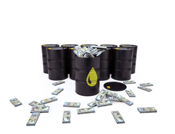 istock Dollars overflowed from barrel on white background. 1035004924