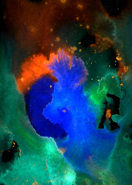 istock multicolored painted nebula, watercolor abstract background 1035008506