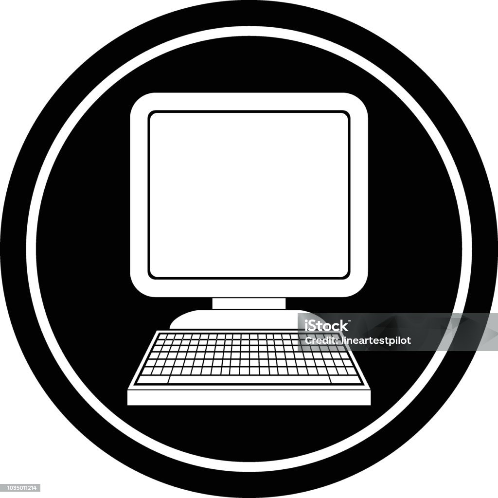 Computer Symbol Inred Computer Circular Symbol Stock Illustration - Download Image Now ...