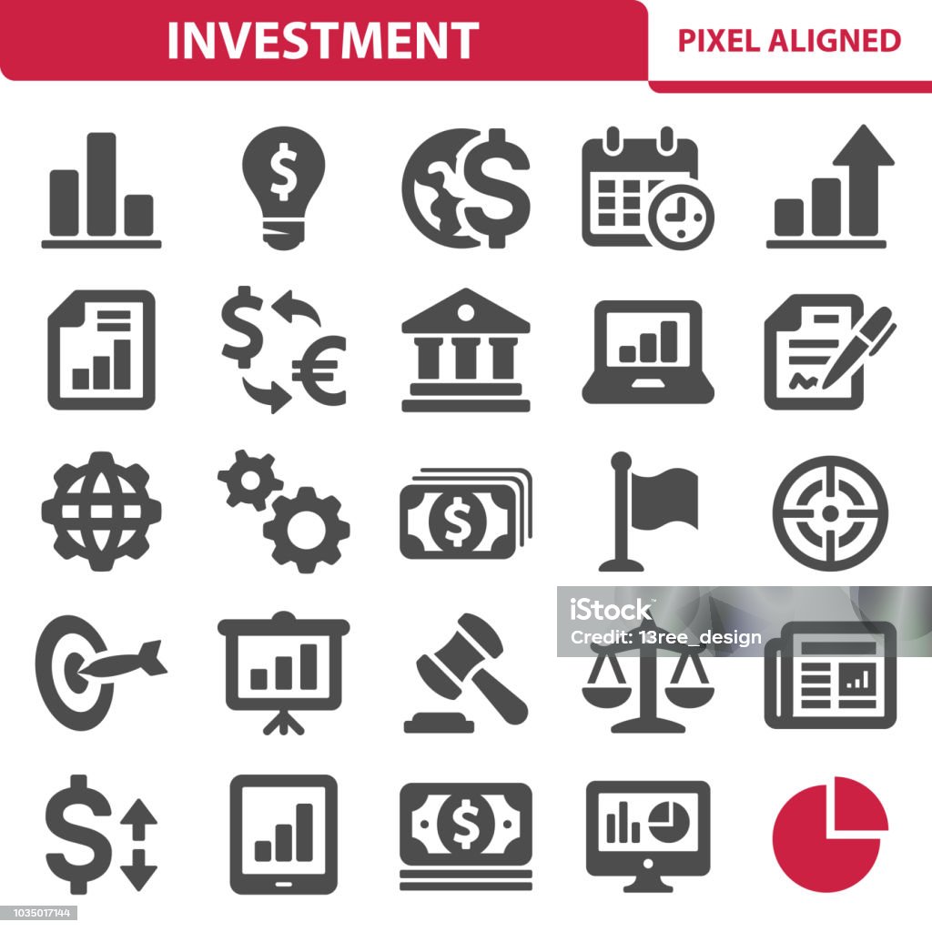Investment Icons Professional, pixel perfect icons, EPS 10 format. Euro Symbol stock vector