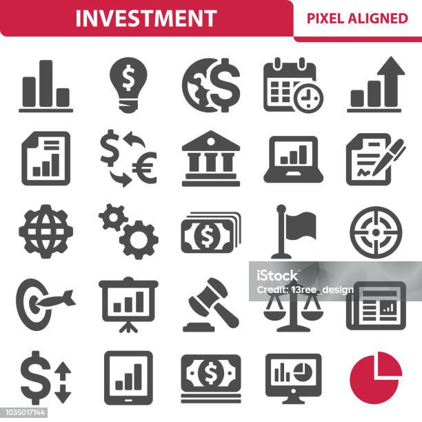 Investment Icons Stock Illustration - Download Image Now - Euro Symbol, Bank - Financial Building, Banking