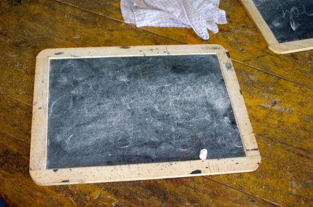 old and vintage slate on table