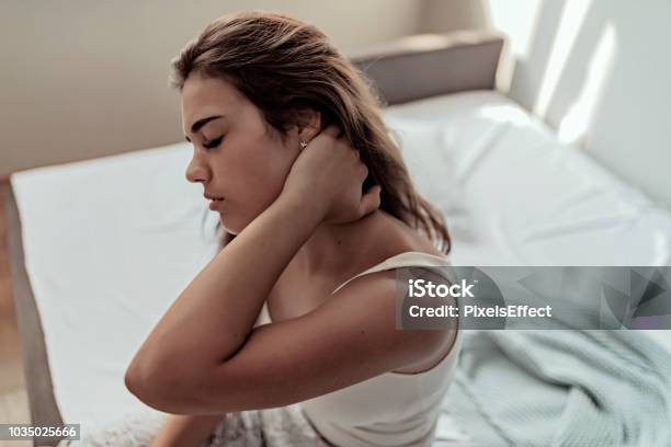 This Is So Painful Stock Photo - Download Image Now - Chronic Illness, Pain, Neckache