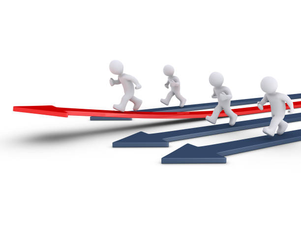 istock People race on arrows and one is rising 1035027628