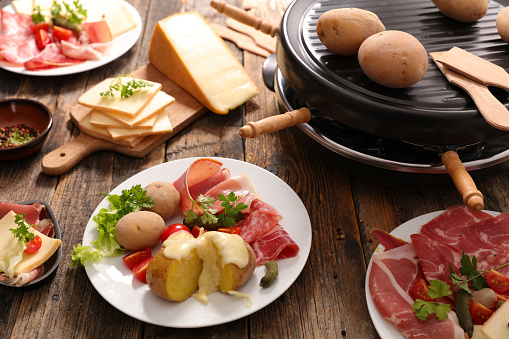 raclette cheese with potato