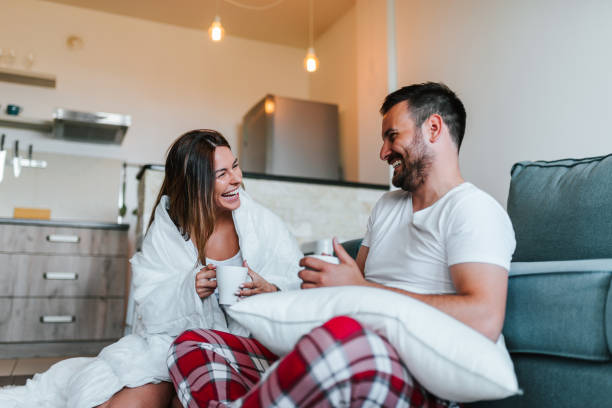 istock Enjoying coffee in pajamas. 1035038512