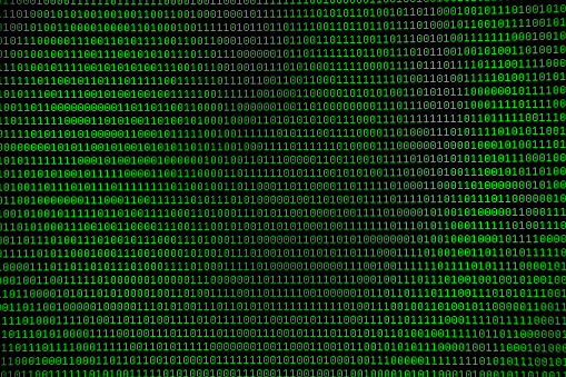 Green binary numbers, zeros and ones on black background, IT and hacking concept