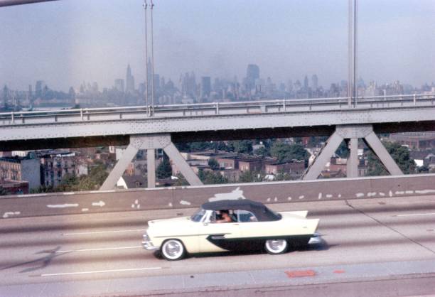 Brooklyn, New York City, NYS, USA, 1960. Vehicle on the freeway at New York City.