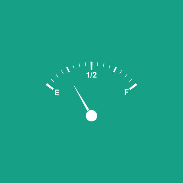 ilustrações de stock, clip art, desenhos animados e ícones de motor gas gauge icon isolated on green background. empty fuel meter. full tank indication. flat design. vector illustration - gas gauge full empty