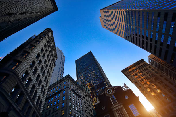istock Boston downtown streets near Old State House at sunset 1035054168