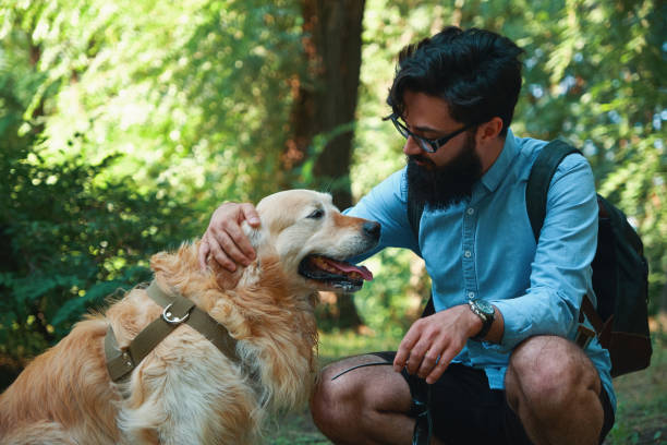 istock Handsome young man with golden retriver outdoors 1035054544