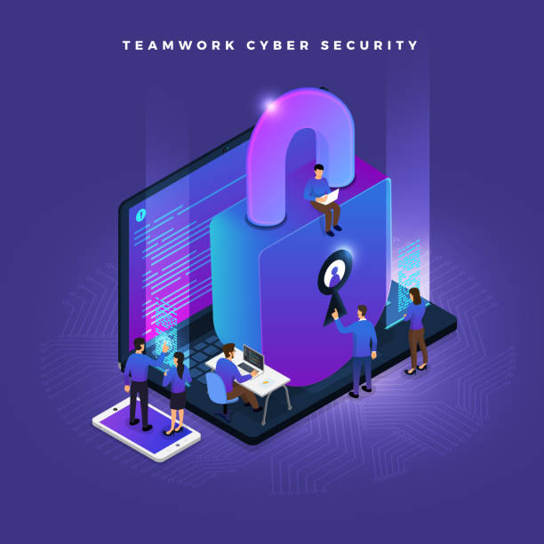 изометрическая кибербезопасность - network security illustrations stock illustrations