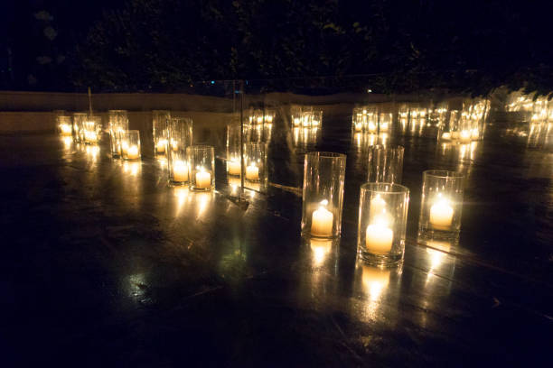 istock Candles in jars. Wedding Birthday Decoration. 1035065502