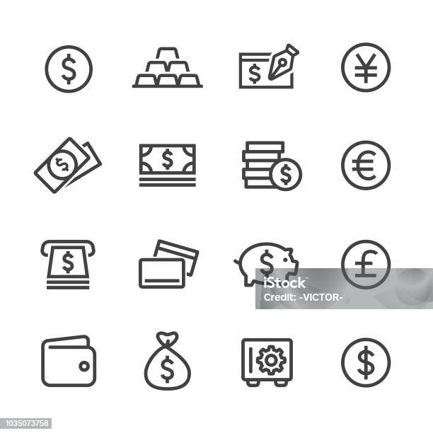 Money Icons Line Series Stock Illustration - Download Image Now - Icon Symbol, Currency, Dollar Sign