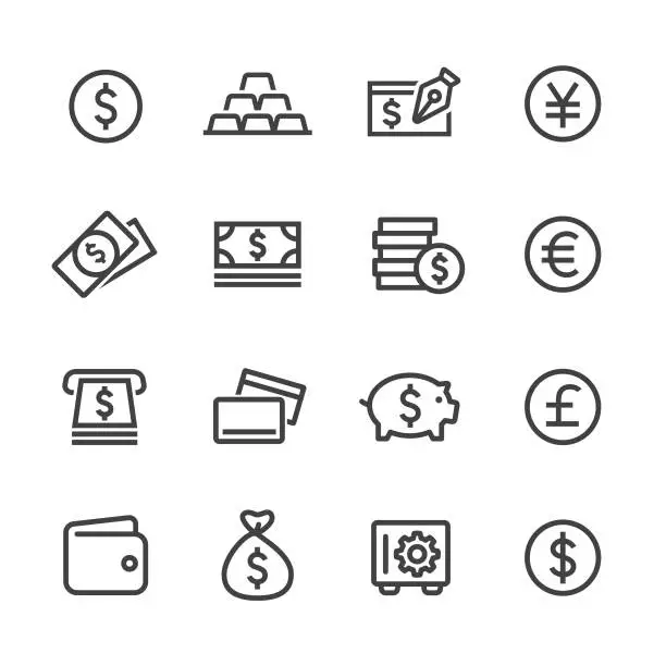 Vector illustration of Money Icons - Line Series