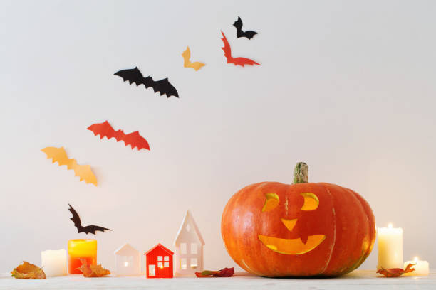 istock Halloween decorations on wooden table 1035077974