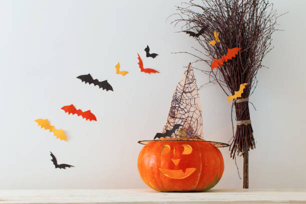 istock Halloween decorations on wooden table 1035077988