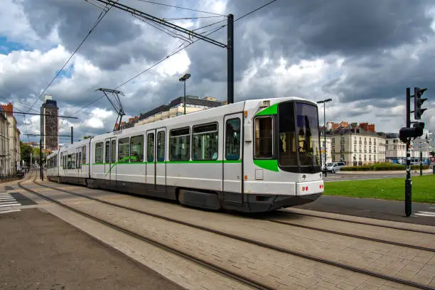 Tramway in the city of Nantes in France