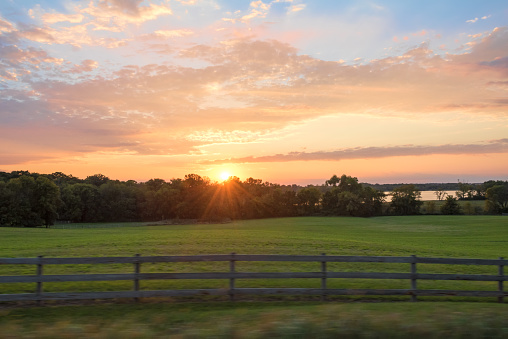 Farm, Sunrise - dawn, Meadow, Summer