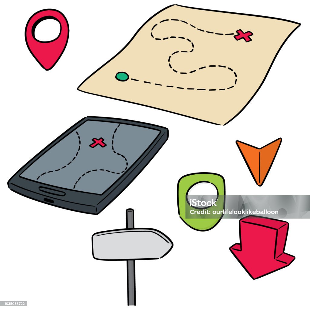 Direction Location Cartoon Map And Direction Post Stock Illustration - Download Image Now ...
