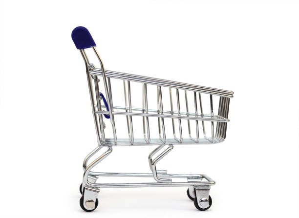 Shopping cart on white background stock photo