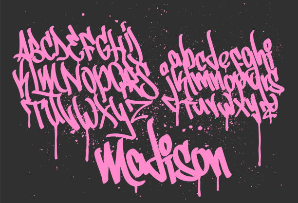 marker-graffiti-schriftart handschriftliche typografie vektor-illustration - graffiti stock-grafiken, -clipart, -cartoons und -symbole