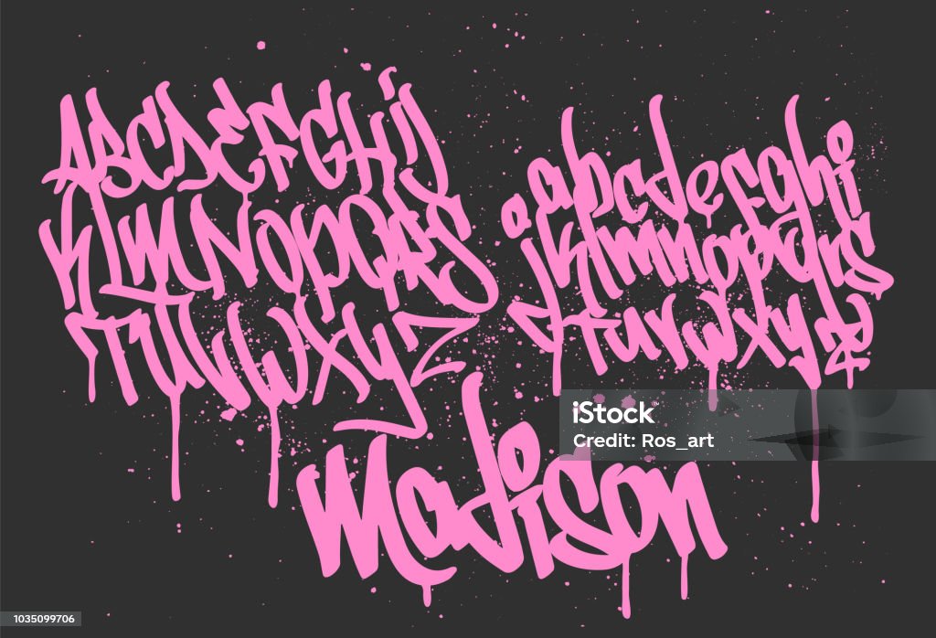 Marqueur Graffiti polices manuscrites illustration vectorielle de typographie - clipart vectoriel de Graffiti libre de droits