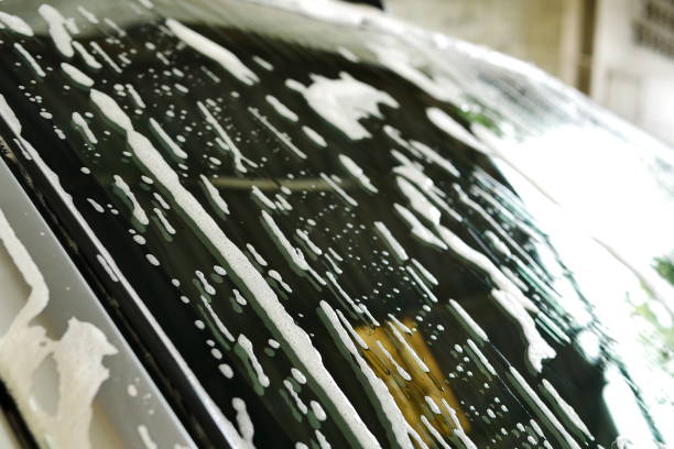 istock Car in foam on carwash 1035103874