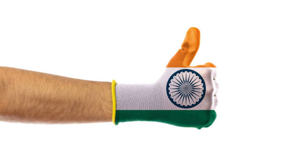 istock Thumb up, India flag glove isolated on white background, cut out 1035113604