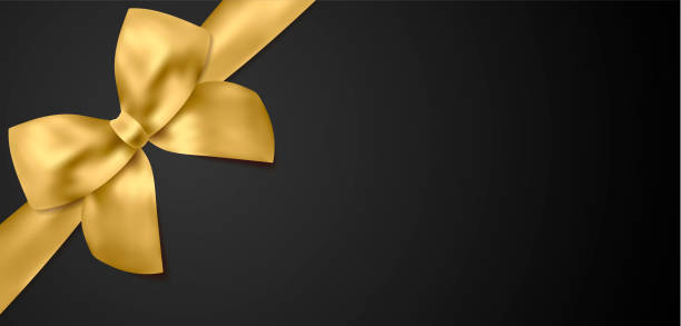 istock Voucher, Gift certificate, Coupon template. Gold bow, golden ribbon on black background 1035118968
