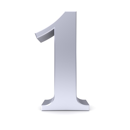 1 number one first 3d silver numeral isolated sign