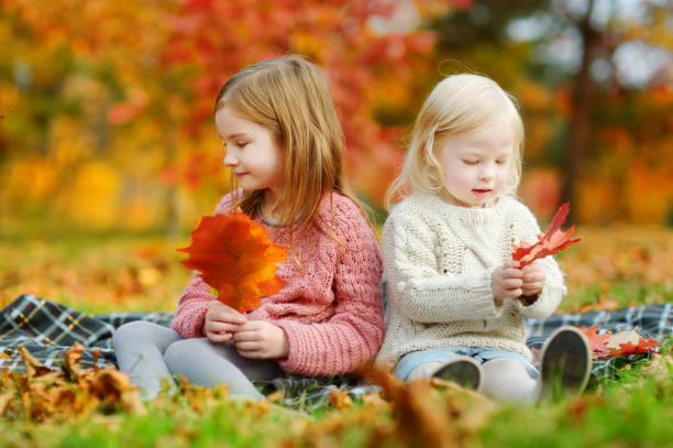 istock Two sisters having fun together in autumn park 1035130300
