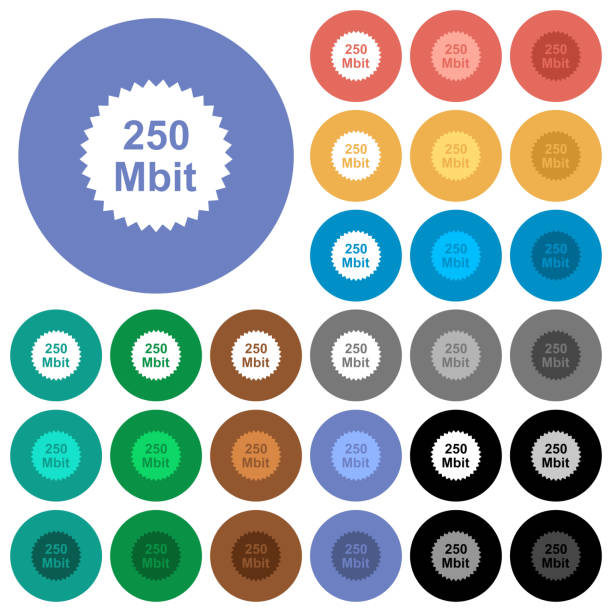 250 mbit guarantee sticker round flat multi colored icons 250 mbit guarantee sticker multi colored flat icons on round backgrounds. Included white, light and dark icon variations for hover and active status effects, and bonus shades. multi medal stock illustrations