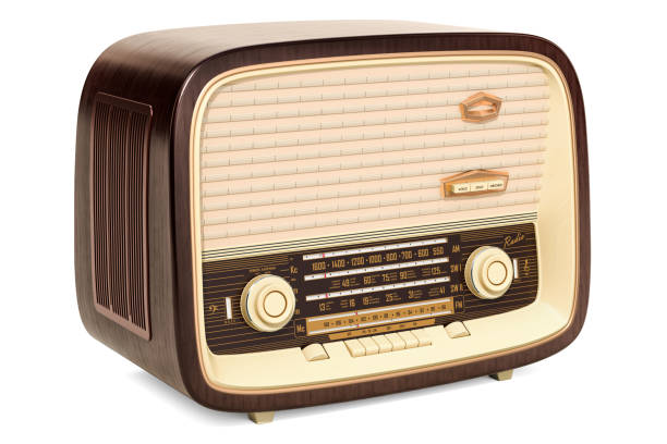 istock Vintage radio receiver closeup, 3D rendering isolated on white background 1035141968