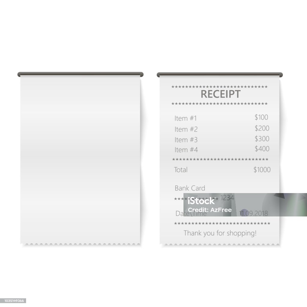 Recibo Vector Ilustración de Realista Recibo Impreso Mock Up Vector y más Vectores ...