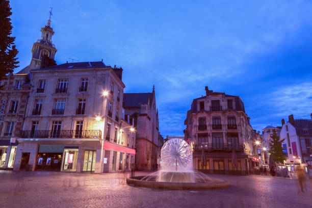 St James Church and fountain in the old town of Reims St James Church and fountain in the old town of Reims. 
Reims, Grand Est, France. fountain photos stock pictures, royalty-free photos & images